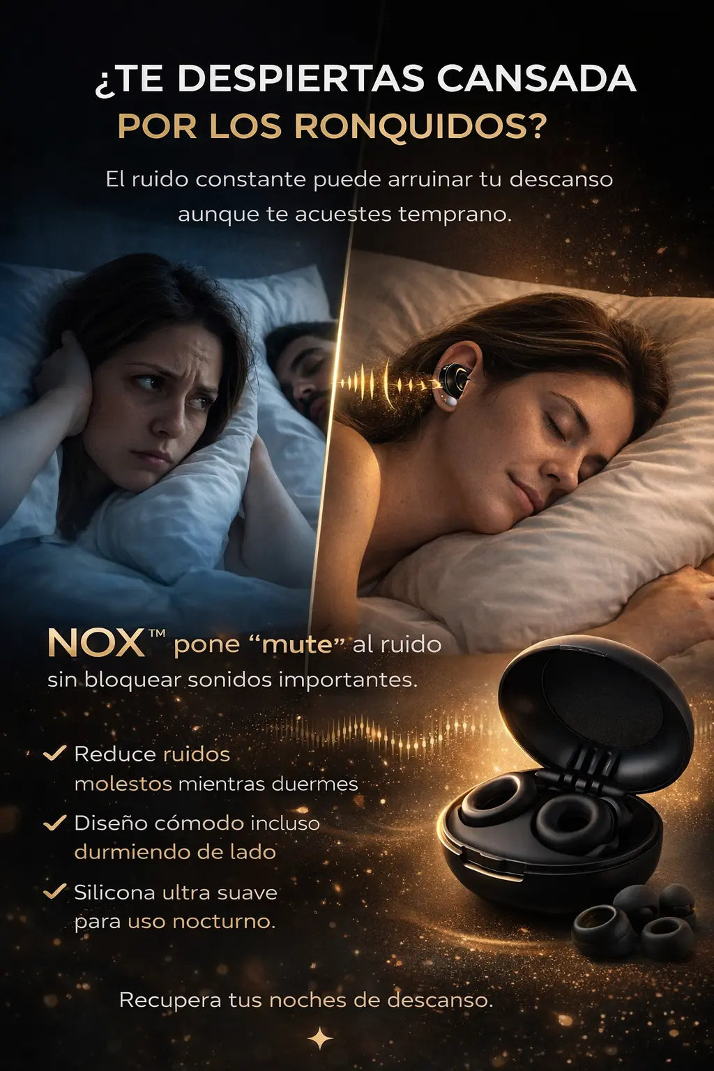 NOX™ Zen - Tapones de Silicona para Enfoque Total y Sueño Profundo (4 Tallas Incluidas)
