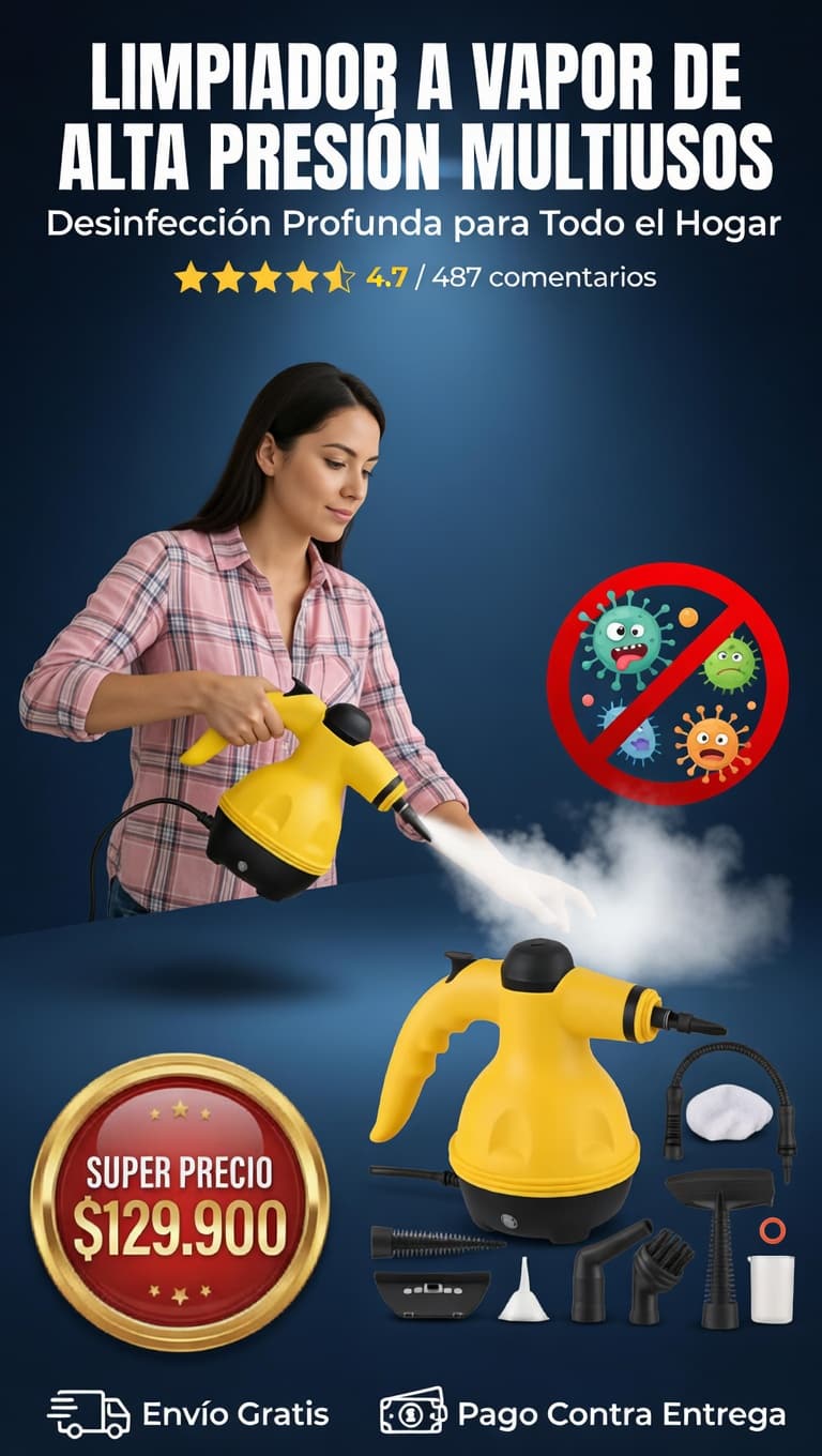 VaporaMax 360 Limpiador A Vapor Eléctrico Limpieza completa en casa - incluye 9 accesorios de obsequio🎁