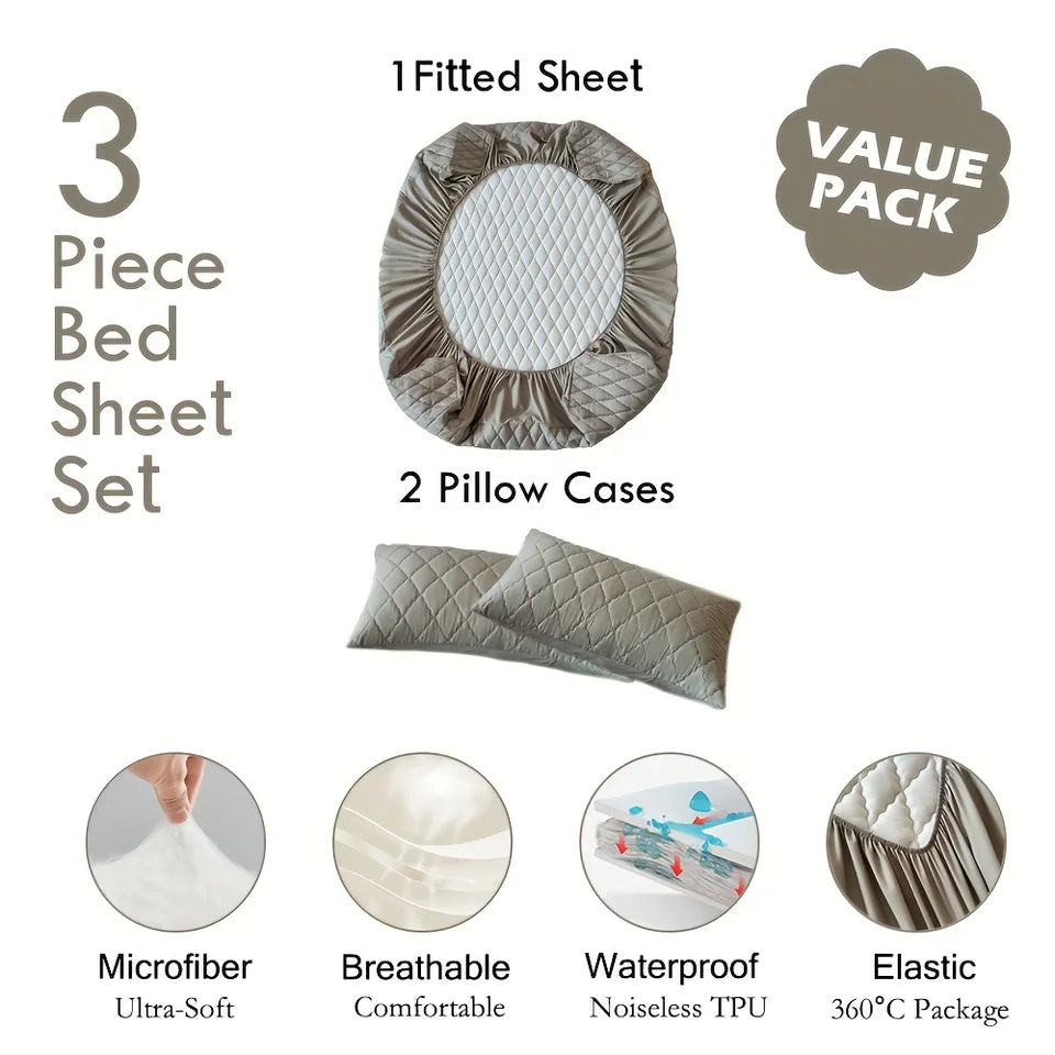 COMBO Protector de colchon IMPERMEABLE + 2 fundas protectoras de almohadas gratis🎁