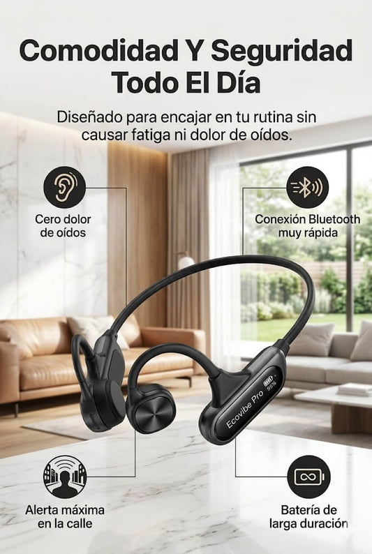 EcoVibe Pro™ Audifono de  Conduccion Osea Seguridad y Oídos Libres