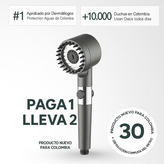 Transforma tu ducha en un auténtico spa: 2×1 Oasis™ Cabezal de Ducha + 2 Filtros🎁 Descubre el poder del agua filtrada en cada baño