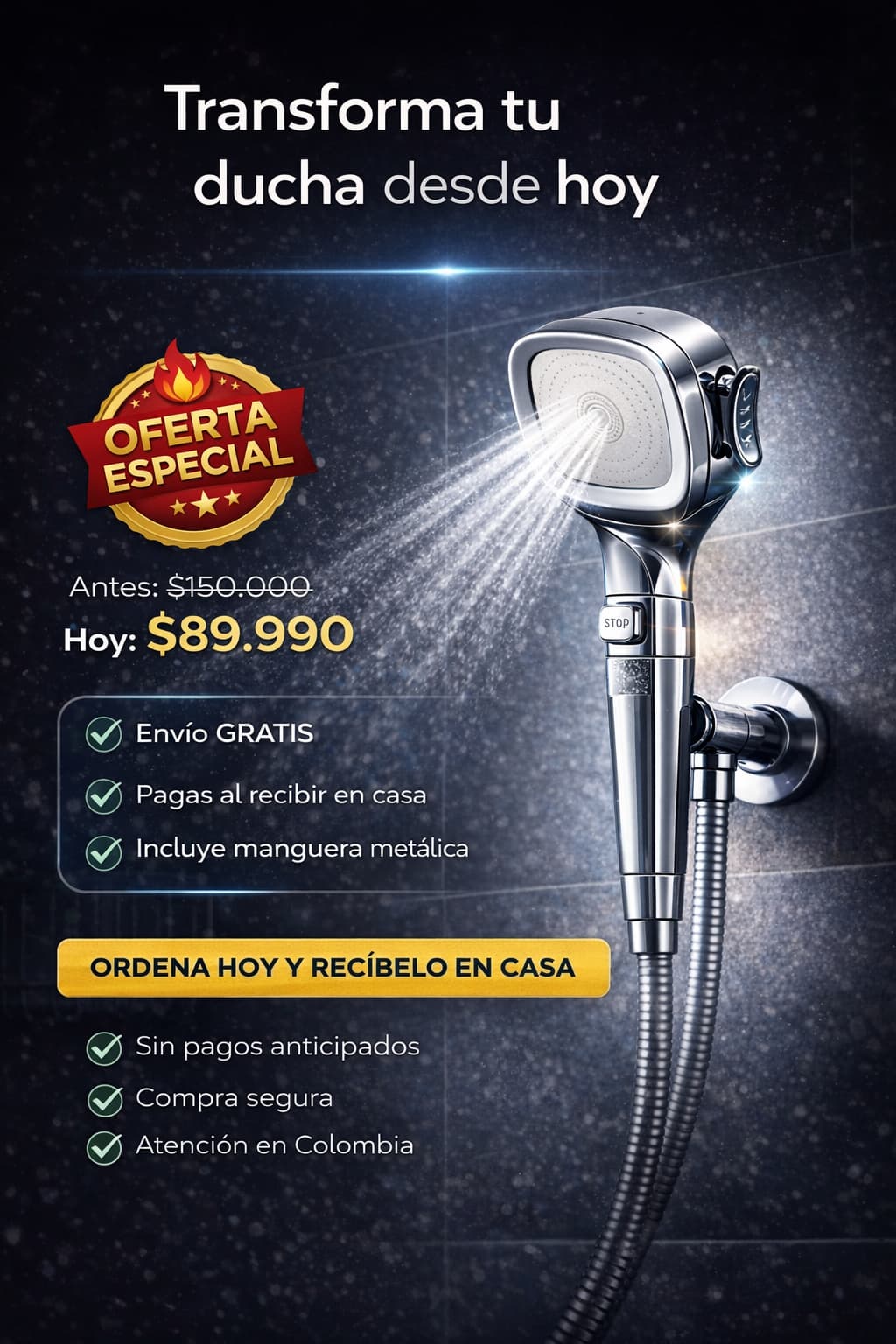MaxComfort™ Cabezal de Ducha con Manguera Flexible y Filtro de regalo 🎁