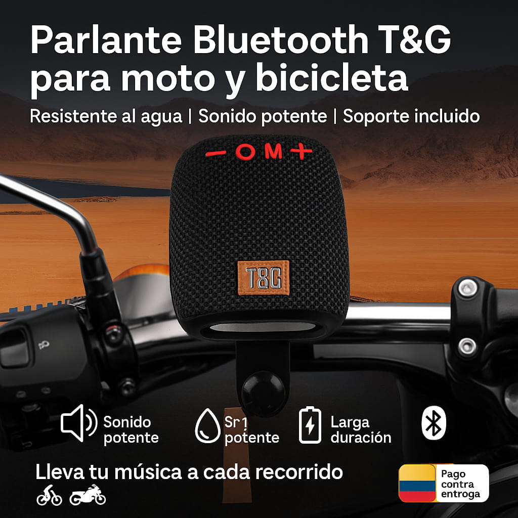 Parlante Bluetooth T&G: libertad, ritmo y potencia en cada trayecto para moto o bici