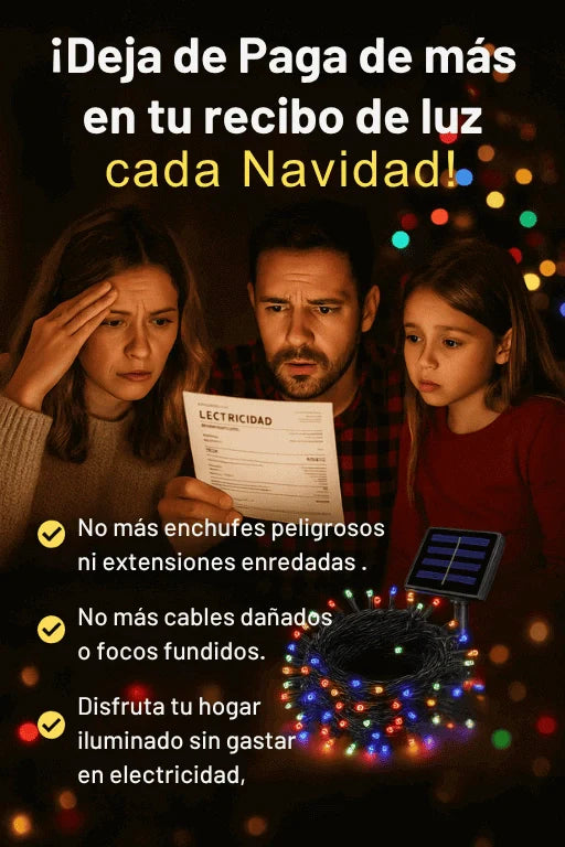 2X1 Luces solares navideñas💡 Ahorra energia y disfruta las mejores luces navideñas con panel solar, 10 metros + 10 metras de regalo adicional🎁