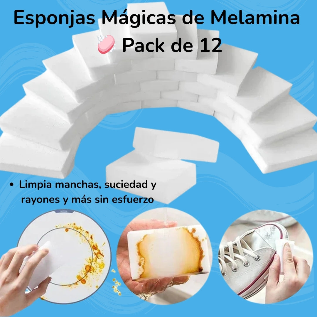 🧼 Pack de 12 Esponjas Mágicas de Melamina - ¡Limpieza sin esfuerzo! ✨