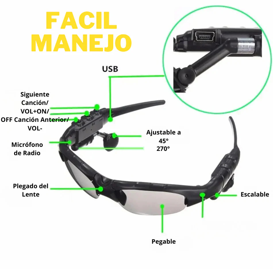 Gafas inteligentes 🎧 con Música, llamadas y protección solar UV en unas gafas ligeras y con estilo.